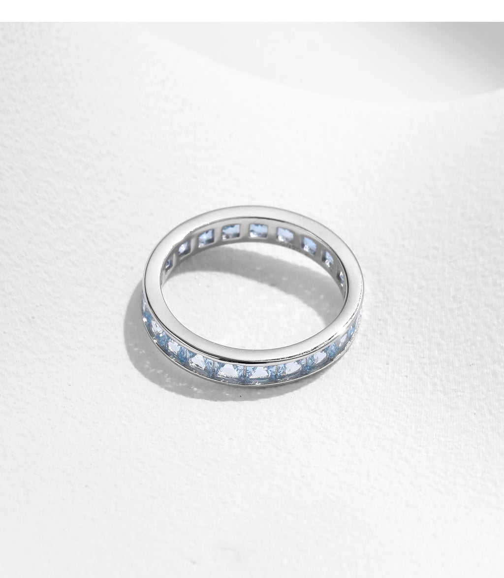 MODIAN 925 Sterling Silver Luxury Square Zirconia Finger Ring Fashion Stackable Eternity Band Rings For Women Fine Jewelry