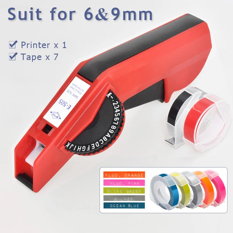 Original Motex E5500 E-505 Manual Label Maker e-5500 Suit For 6/9mm DYMO 3D Embossed Tape Can Replace 1610 12965 1880
