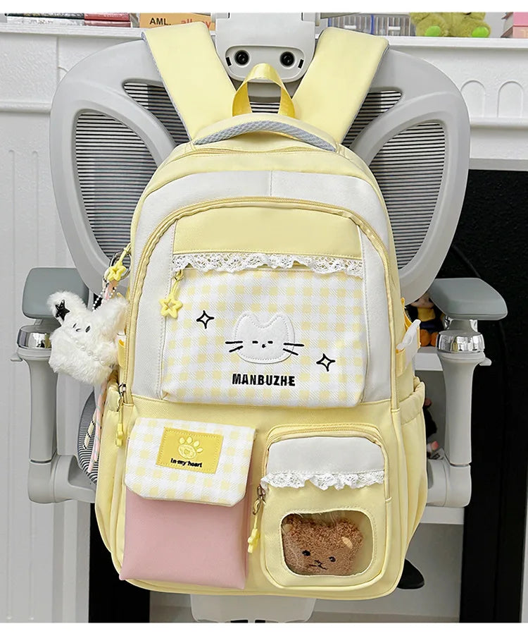 Girl School Bag Backpack Back Pack For Teenager Women Children Female Pink Schoolbag Primary High Bagpack Class Teens Child Kids