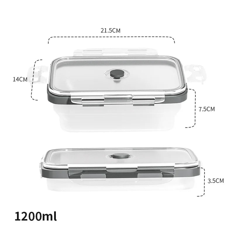 Silicone Collapsible Food Storage Containers 800ML Big Capacity Foldable Lunch Box with Lid For Outdoor Travel Kitchen Supplies