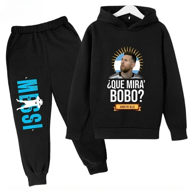 Spring Autumn Children's Set Sports Messi Print Hoodie Set Pants Suit 2pcs Set Boys Girls Kid Clothing Casual Fashion Tracksuit