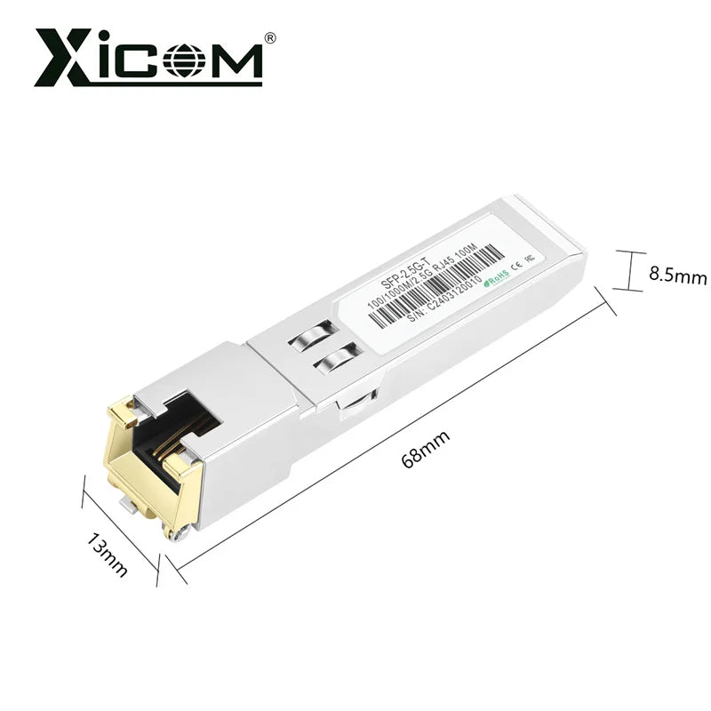 Xicom SFP Copper Module 2.5G RJ45 Port 100M Fiber SFP Transceiver Module Optical Ethernet Switch Compatible Cisco/Mikrotik