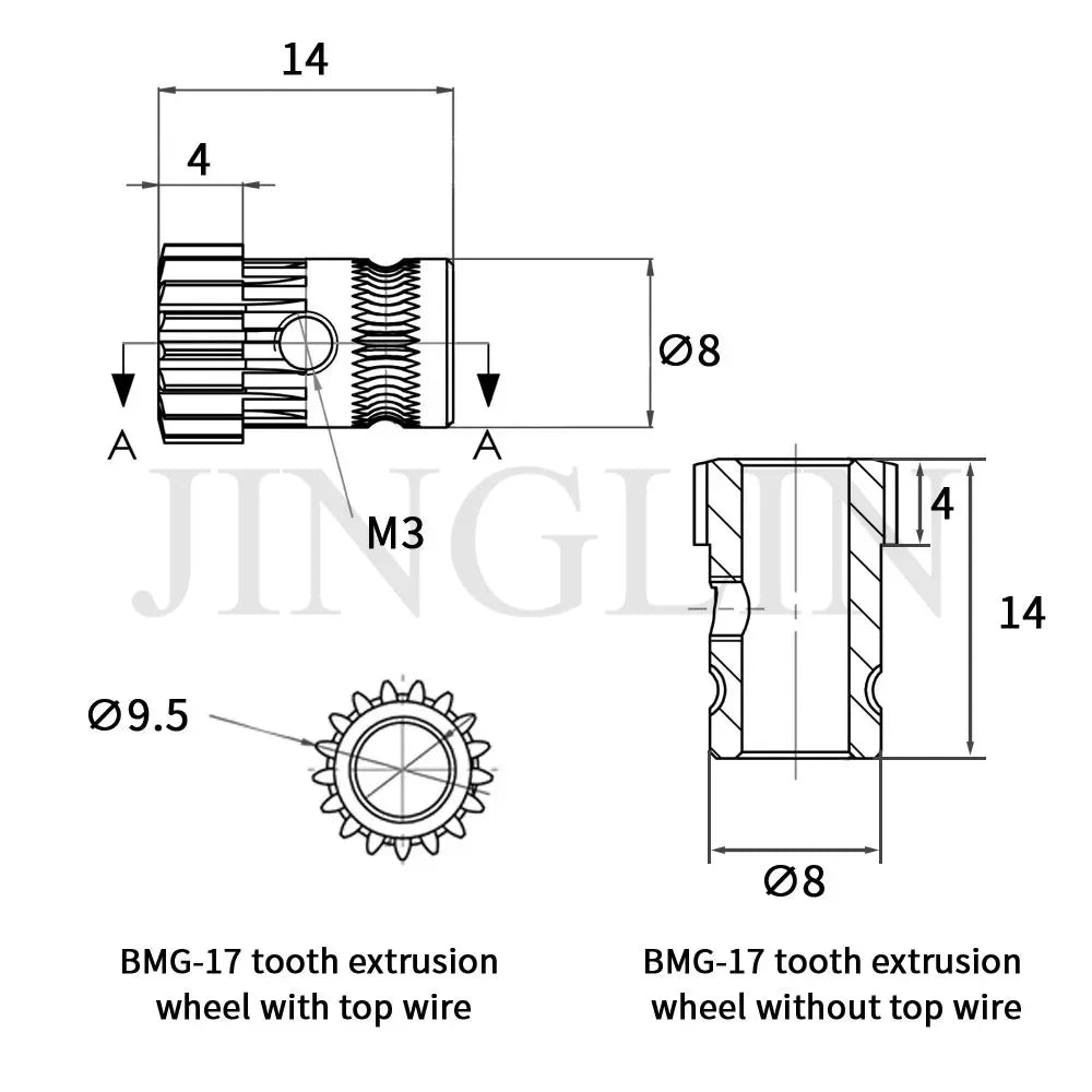 Dual Drive Gear Extruder Kit Hardened Steel Upgrade Feed Gear Extruder Kit For BMG For Prusa DIY Bowden Direct Extruder