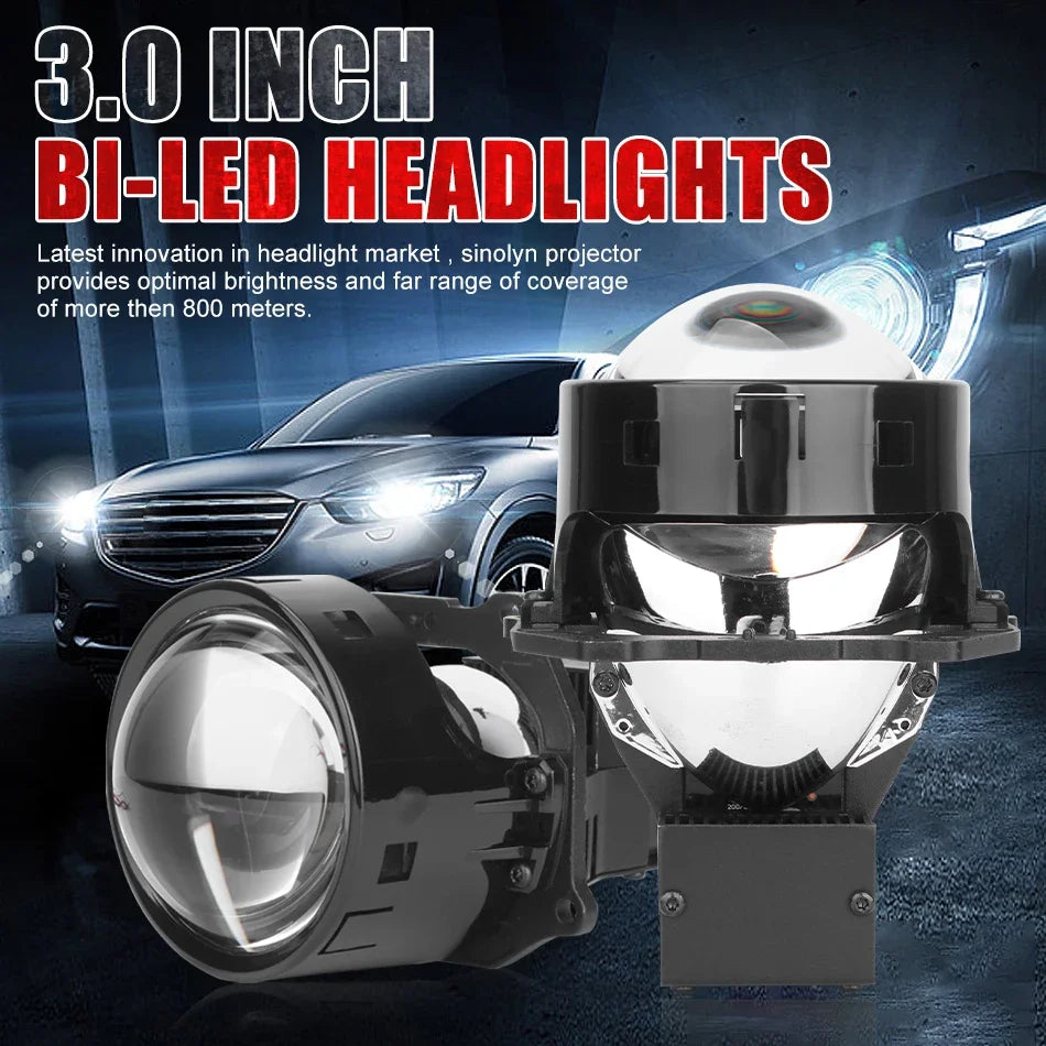 2PCS Bi LED Projector 3 Inches Headlights Fog lights Lenses  40000LM 120W Diode Headlamp For Hella LED Lights Projector