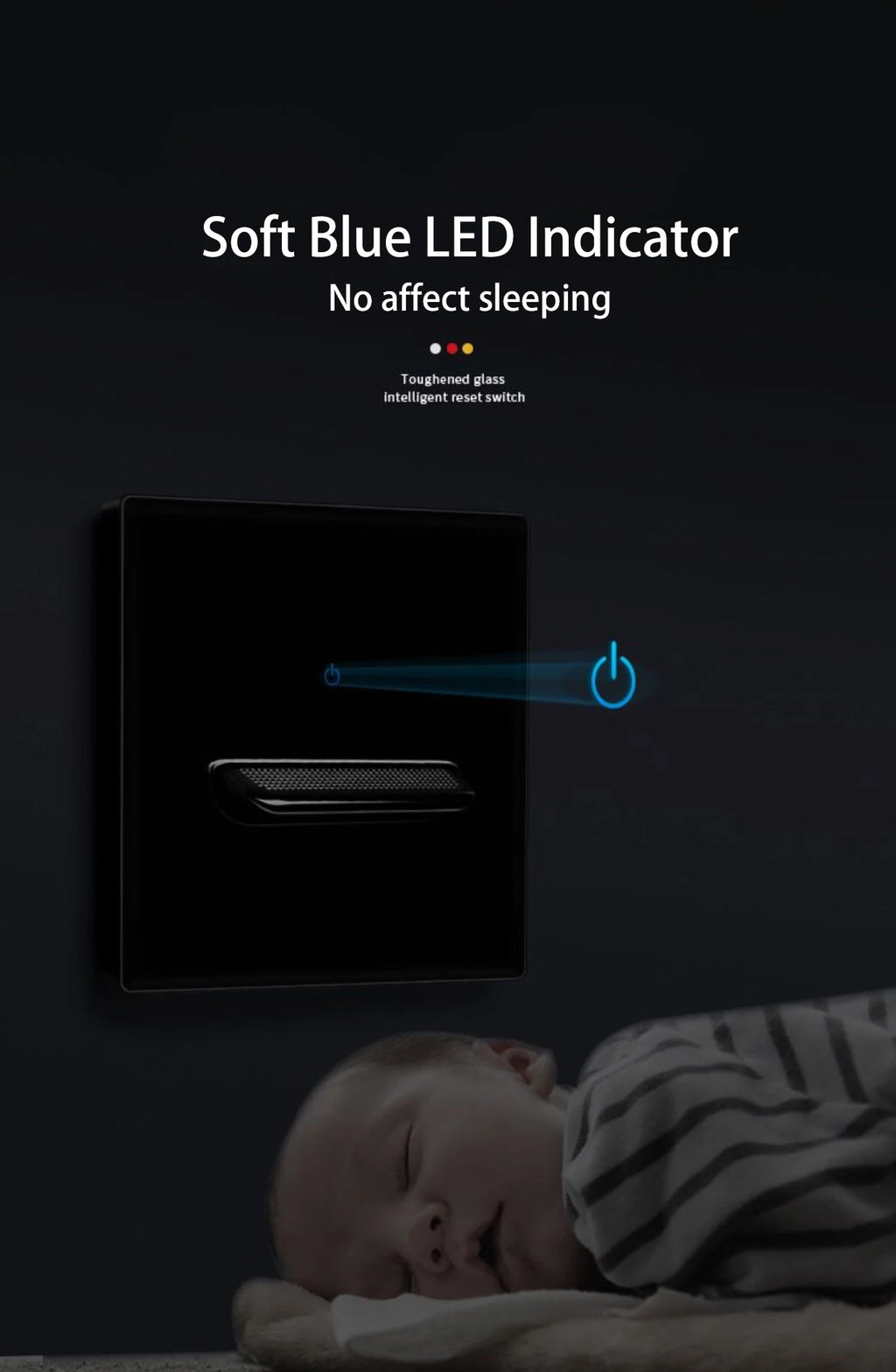 Wall Light Switch 1 2 3 4 Gang Tempered Glass Panel Blue LED Night Light White Black Gray Gold Pass Through Low Price