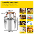 SucceBuy 50L Alcohol Still Stainless Steel Water Alcohol Distiller with Condenser 13.2Gal Wine Making Boiler with Copper Tube