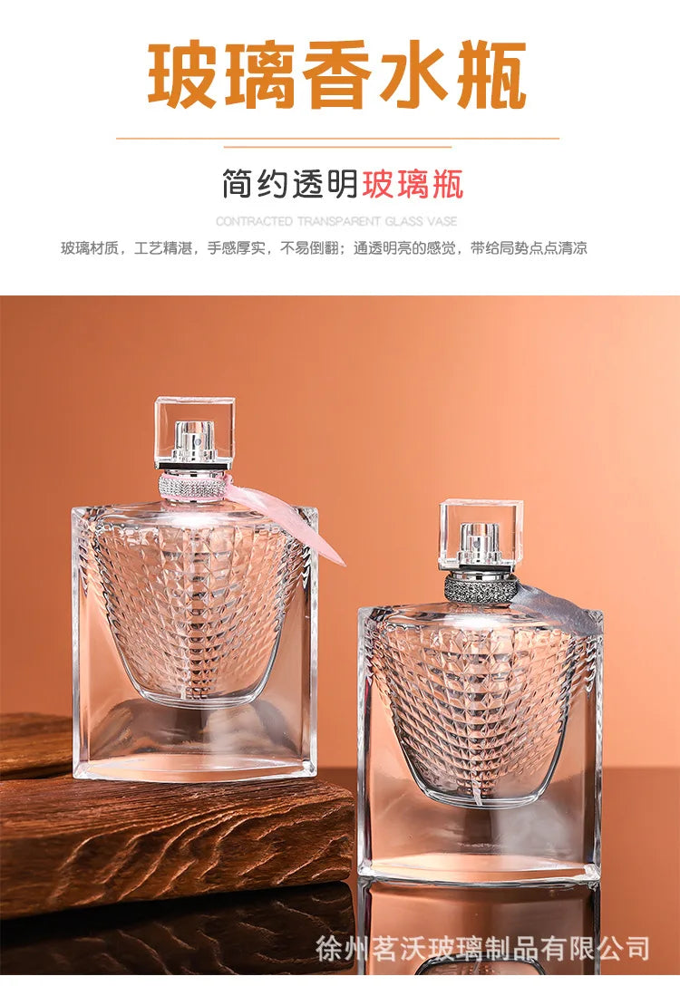 Bayonet Perfume Bottle 75ml Fish Scale Bottle with Silk Scarf Cap Transparent Glass Cosmetic Dispensing Empty Bottle