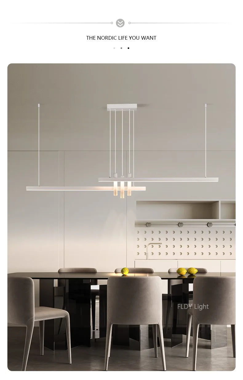 Modern light creative bar counter strip designer lamps LED Pendant Light  for Dining Table Kitchen Chandelier Memory Function