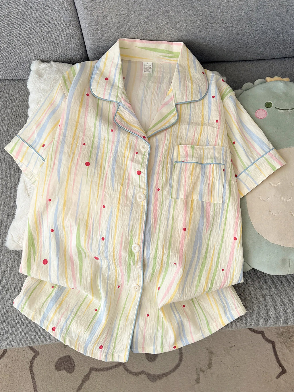 Summer 2026 New Short-Sleeved Shorts Pajamas Women's Cartoon Cute Girl Cardigan Set Ladies Sleepwear Breathable Homewear