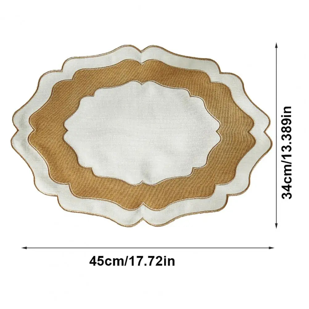 Textured Placemat Scalloped Linen Placemat Dining Table Mat Machine Washable Wrinkle Free Dining Placemat for Home Farmhouse Kit