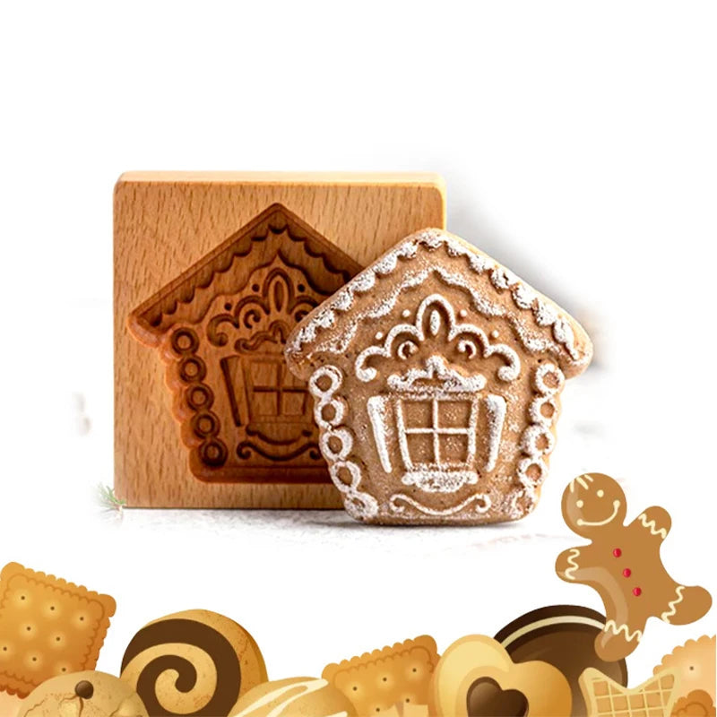 3D Cookie Baking Molds Wooden Gingerbread Mold Press Pumpkin Embossing Tools for Cake Decor DIY Kitchen Gadgets Cookies Moulds