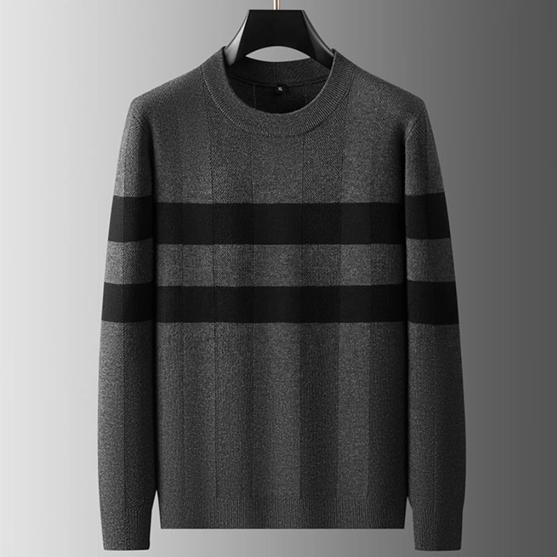 8XL 7XL 6XL 2025 New High End Luxury Thin Wool Sweater Men Soft Warm Mens Pullover Sweaters Casual Striped Fall Winter Clothes