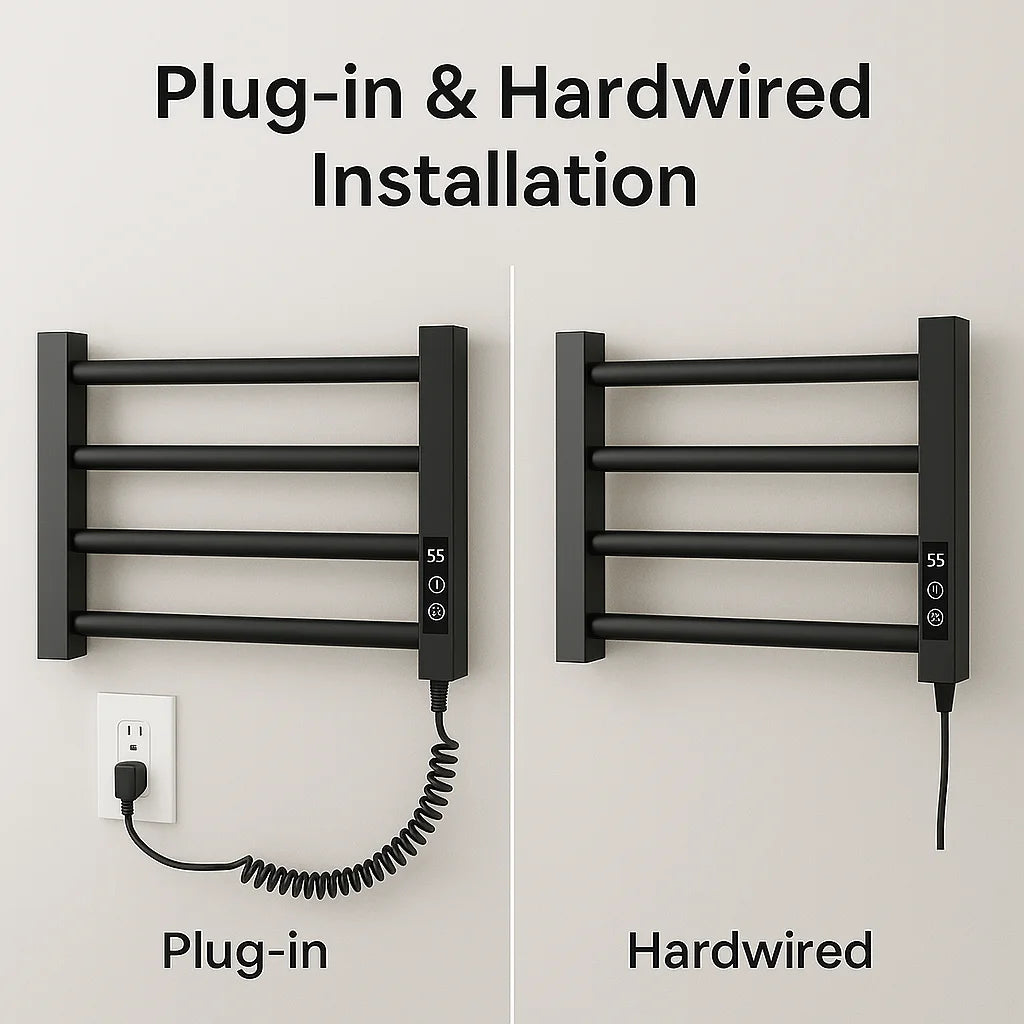 Mini Electric Towel Warmer Black Spa Dryer with Rail Machine Stand Steel Bathroom Accessory for Home Use Wet Heated Hanger