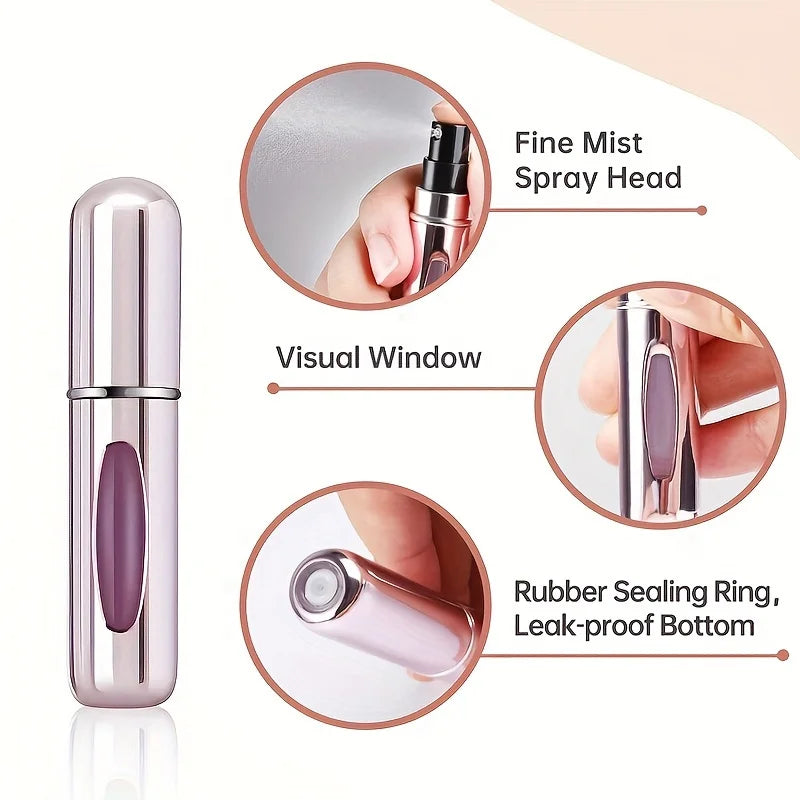5 5ml Refillable Perfume Bottles, Mini Perfume Spray Bottles, Refillable Perfume Spray Scent Pump Containers, Portable Empty Perfume Spray Bottles Suitable for Women and Men for Travel