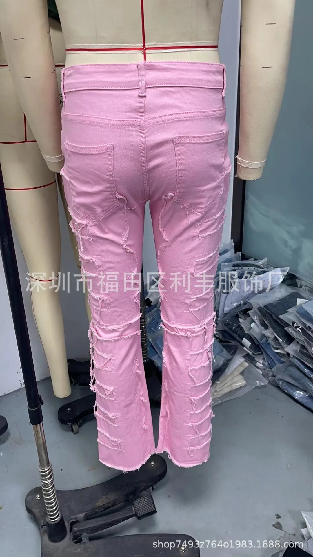 2026 New Men's Denim Straight-Leg Pants, European and American Street Fashion Ins Stretch Patch Denim Straight-Leg Pants