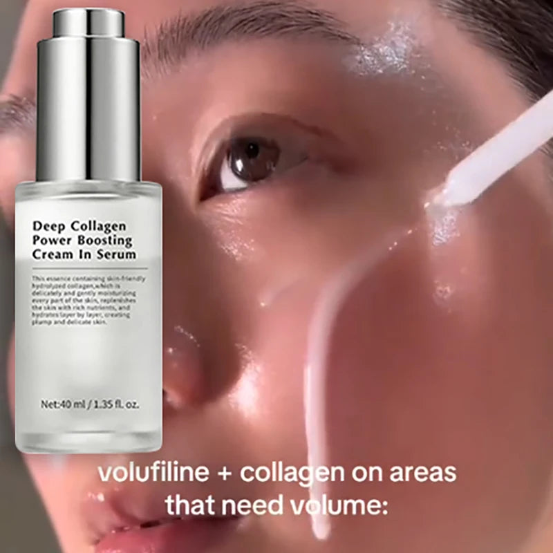Korean Collagen Power Boosting Cream Serum, Volufiline Niacinamide Firmer Plumper Skin, Wrinkle Elasticity Lightweight Care 40ml