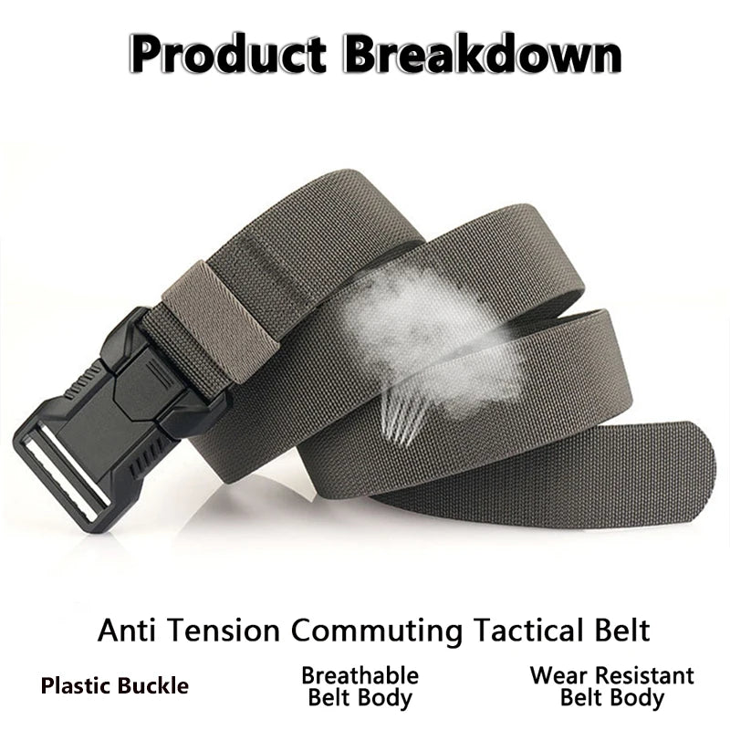 Nylon Tactical Belt Men Automatic Buckle Quick Release Military Belt Outdoor Casual Workwear Training Pants Heavy Duty Web Belt