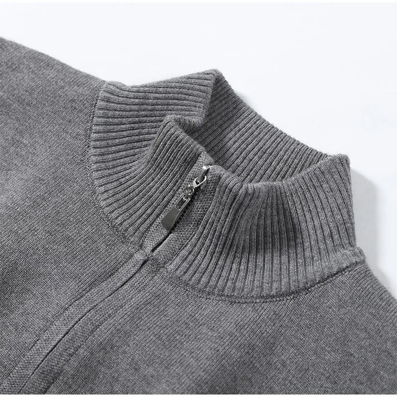 Elegant Knitted Zipper Women's Sweater Solid Full Sleeve Stand Collar Loose Open Stitch Female 2026 Fashion Autumn Outwear Lady