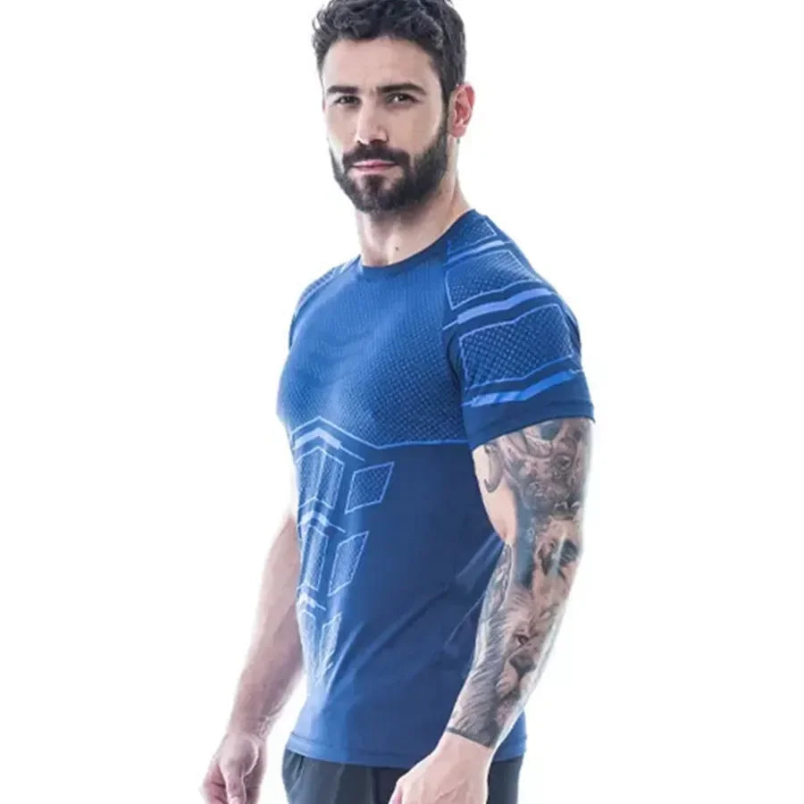 Fitness Muscle Men Loose Quick Drying T-shirt Running Training Clothes Summer Cool Trend Personality O Collar Short Sleeve
