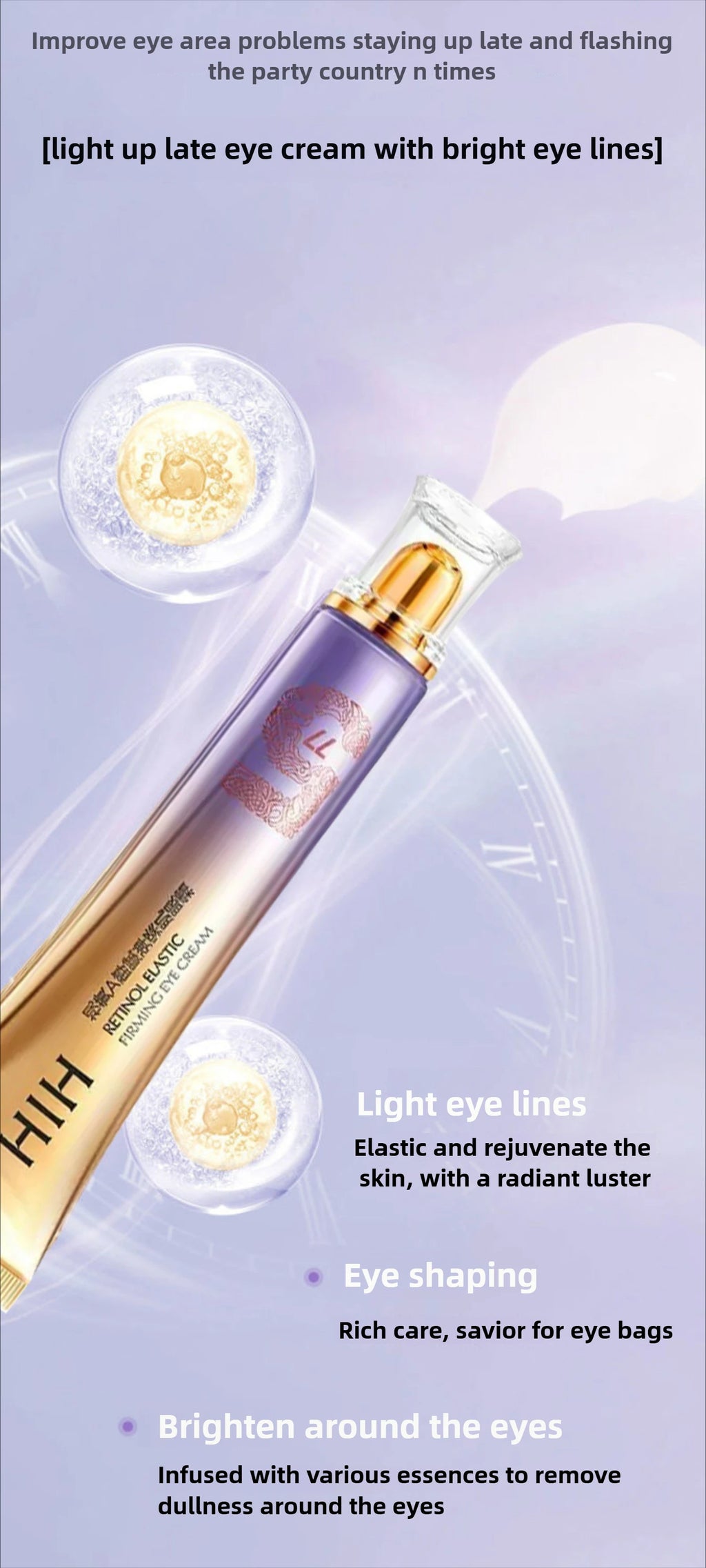 Instant Eye Bag Removal Cream Roller Ball Anti Wrinkle Fade Fine Lines Firming Skin Anti Dark Circle Puffiness Brighten Eye Care