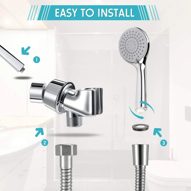 Handheld Shower Head Arm Holder G1/2″ Three-Way Adjustable Bracket With Swivel Ball Universal Mount Diverter Bathroom Accessory