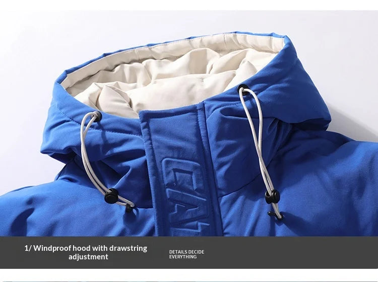 Mens Couple Fashion Cotton Padded Jacket Winter Thick Fleece Lined Hooded Coat Streetwear Parka Outerwear