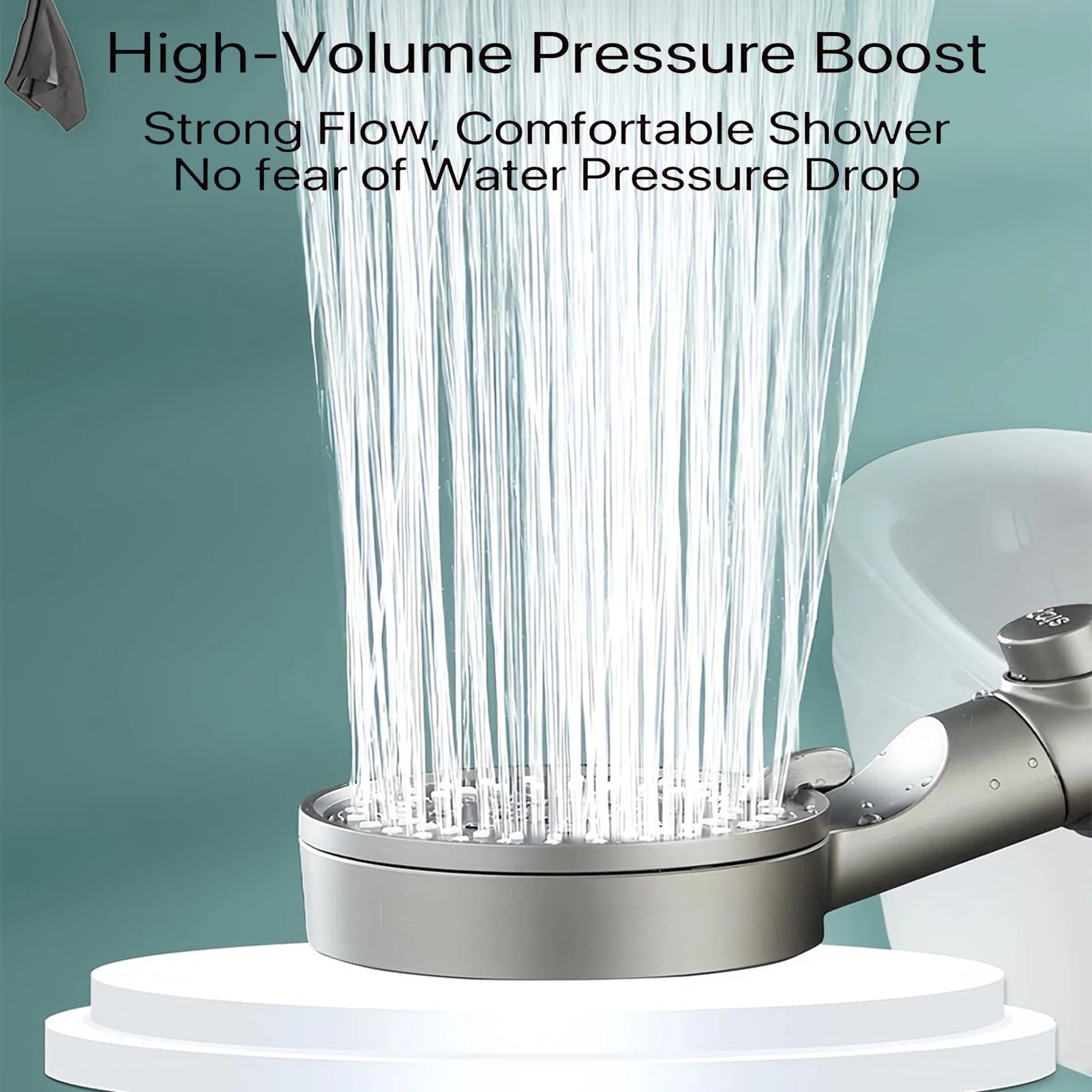 Hydro Boost High Pressure Shower Head 5 Spray Modes Stainless Steel Water Saving Filter Showerhead With Strong Flow For Bathroom