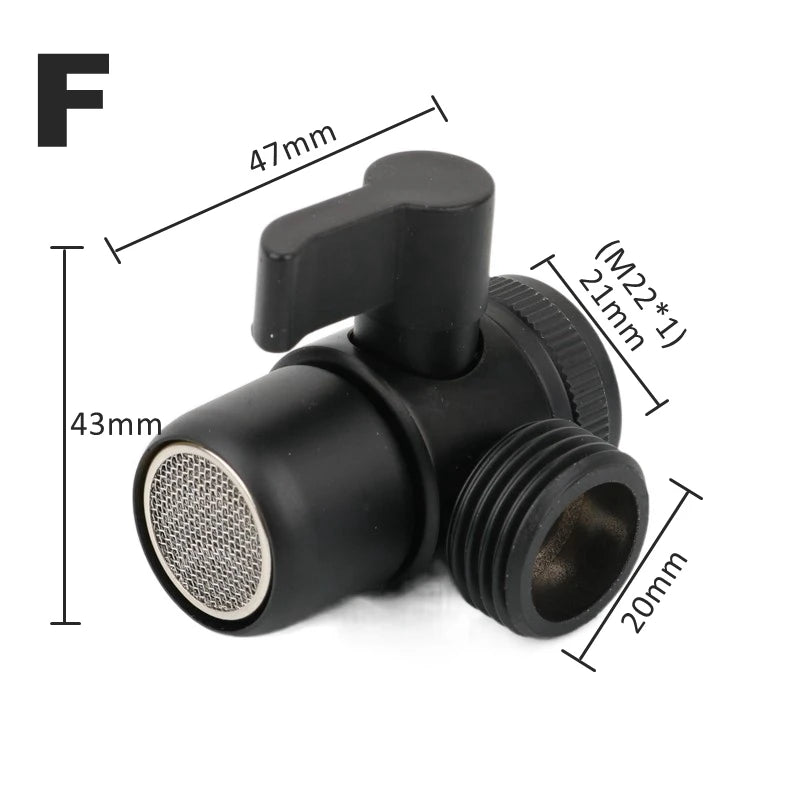 Black Brass Shower Arm Adapter G1/2’’ G3/4 Shower Diverter Valve For Handheld Shower Head Bathroom Kitchen Accessories