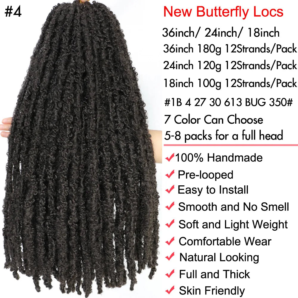 Butterfly Faux Locs Crochet Hair Super Long Prelooped Distressed Locs Soft Locs Crochet Hair For Black Women Crochet Braids Hair