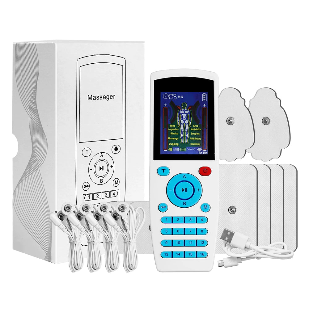 TENS Pulse Digital Muscle Massager 16 Modes 4 Outputs EMS Muscle Stimulation Digital Massage Relax Slimming Machine