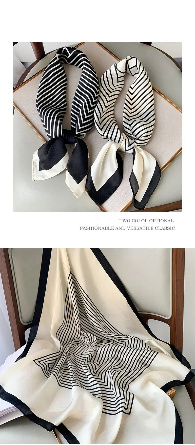 Luxury Brand Silk Square Plaid Scarf Women Satin Neck Hair Tie Band Soft work neckerchife 2024 NEW Hijab Head Female Foulard