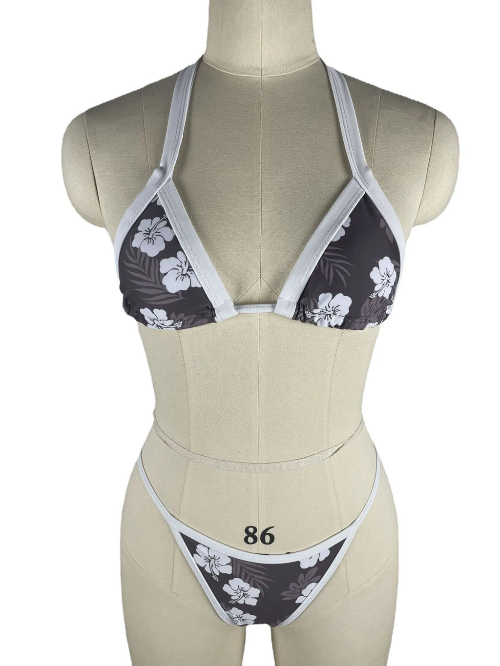 Sexy Bikini Swimsuit Digital Print Two-Piece Women's Triangle Soft Pack Swimwear Trendy Floral Pattern without Shoulder Straps