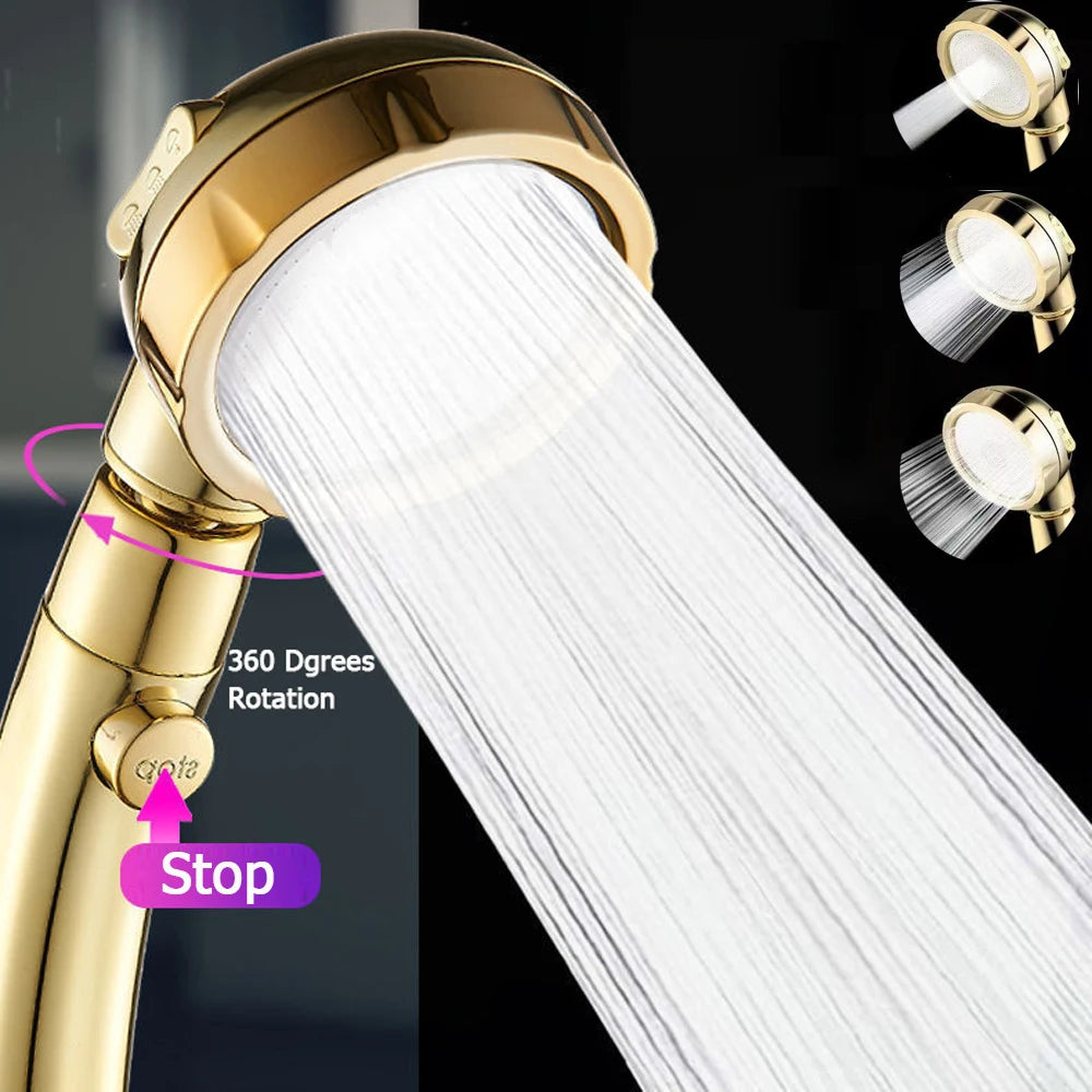 3 Modes Shower Head Set With Hose and Holder High Pressure Water Saving One Key Stop Waterfall Showerheads Bathroom Accessories