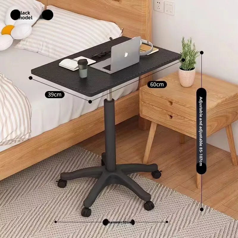 Modern Mobile Adjustable Desk, Dormitory Workstation, Small Bedside Table with Casters, Live Streaming Desk