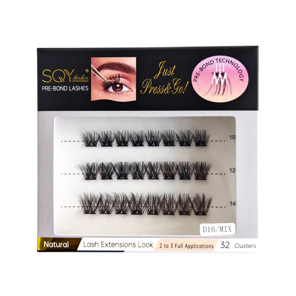 Press On Lash Clusters Self Adhesive Eyelashes Pre-Glued Cluster Lashes Self Stick Eyelash Clusters Pre-Bond DIY Lash Reusable