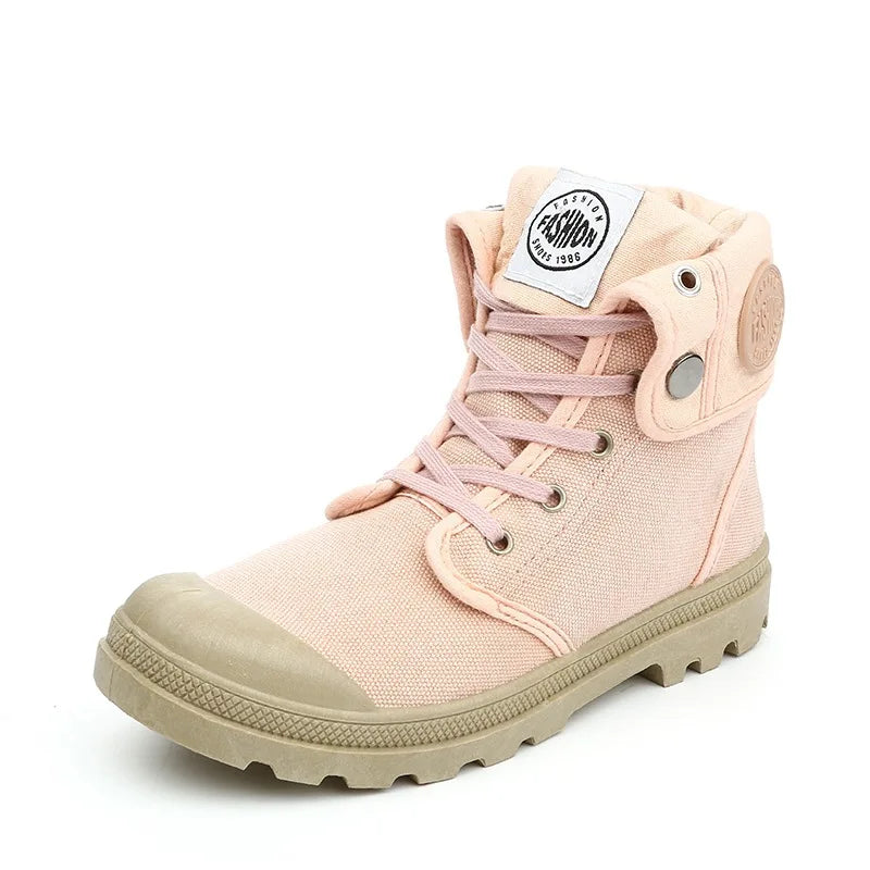 New Canvas Shoes Women Work Boots Palladium Style Fashion High-top Breathable Ankle Casual Shoes Female High Quality 35-41