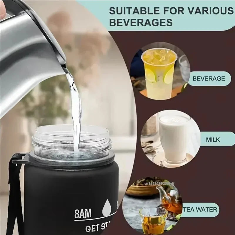 Sports Water Bottle with Time-Tracking Straw Leak Proof Locking Flip Cover for Easy Carry Ideal for Outdoor Adventures