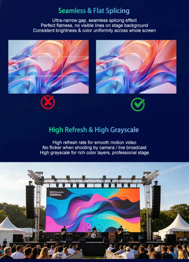 P2.6 High Bright LED Stage Display 500*500mm Die Cast Rental LED Screen for Music Festival School