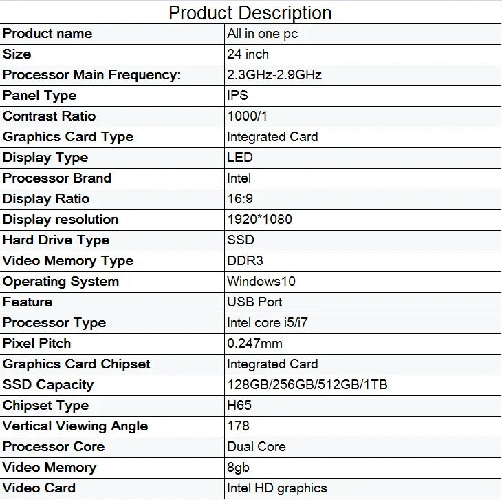 In Gaming Pc Intel Processors Core I7 16gb+512gb Oem Computer All In One Pc For Student And Caompany