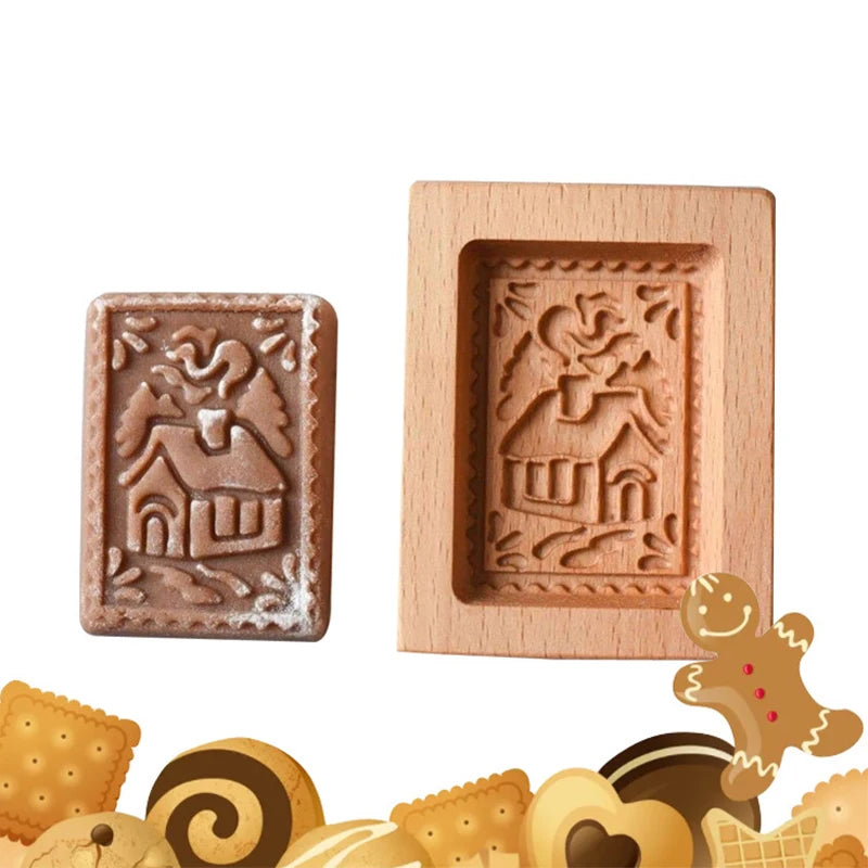 3D Cookie Baking Molds Wooden Gingerbread Mold Press Pumpkin Embossing Tools for Cake Decor DIY Kitchen Gadgets Cookies Moulds