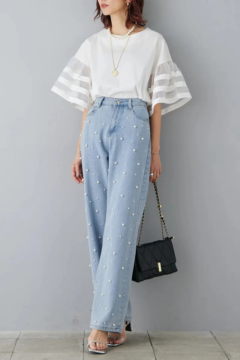 Flare Sleeve Shirts & Blouses Fashion Loose 2026 Woman Blusas New Arrivals Camisas Japan Korean Ropa Mujer Summer Tops