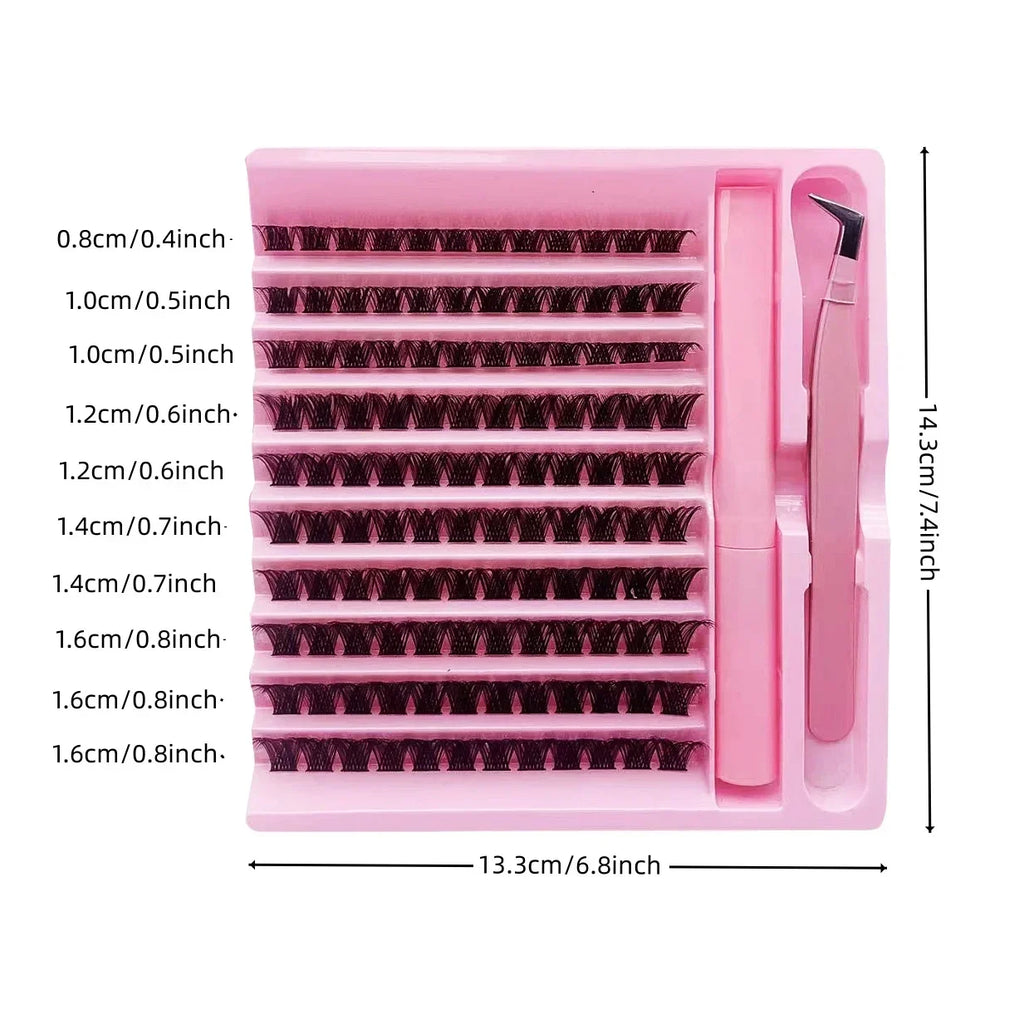 120pcs Clusters DIY Segmented Eyelash Natural Extension Dense Pbt Material 2-in-1 Set C Curling False Eyelashes