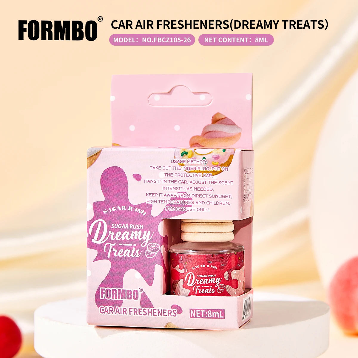Car Air Freshener Hanging Perfume Bottle Cookies & Cream Cherry Luxe Dreamy Treats Scent Auto Rearview Mirror Pendant Deodorant