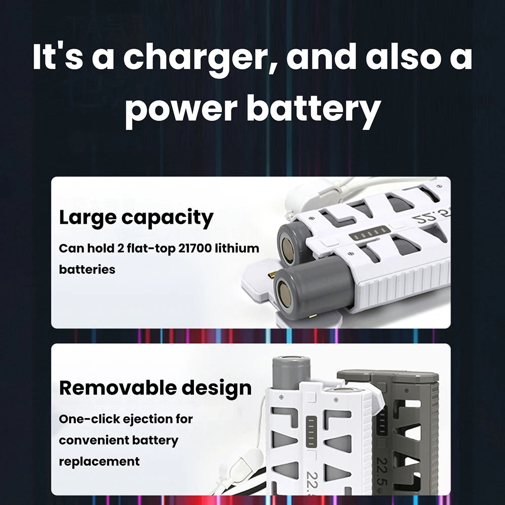 2026 New Power Bank DIY Kit  With 22.5W Fast Charging Portable Detachable Design Dual Mode Low Current 21700 Battery Case