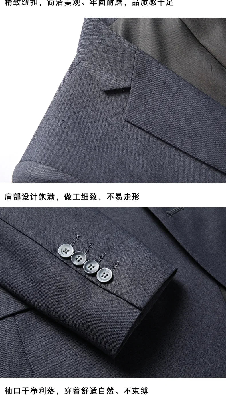 Suit Fashionable Formal Outdoor Gentleman Solid-color Men's Business Wedding Hosting Banquets Casual British Style Fitted Gentle