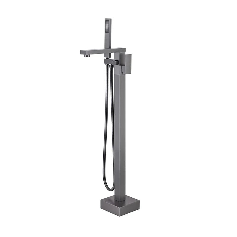 KEMAIDI Brass Freestanding Bathtub Shower Faucet Floor Tub Filler Mixer Tap 360 Degree Swivel Spout Shower Systerm Matte Black