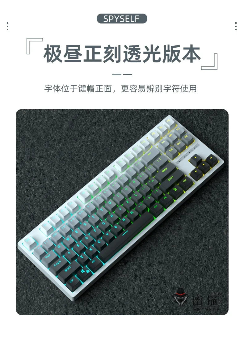 2025 New Original Daylight Cherry Keycaps PBT Translucent Gradient Color Side Engraving Personalized for MX Mechanical Keyboards