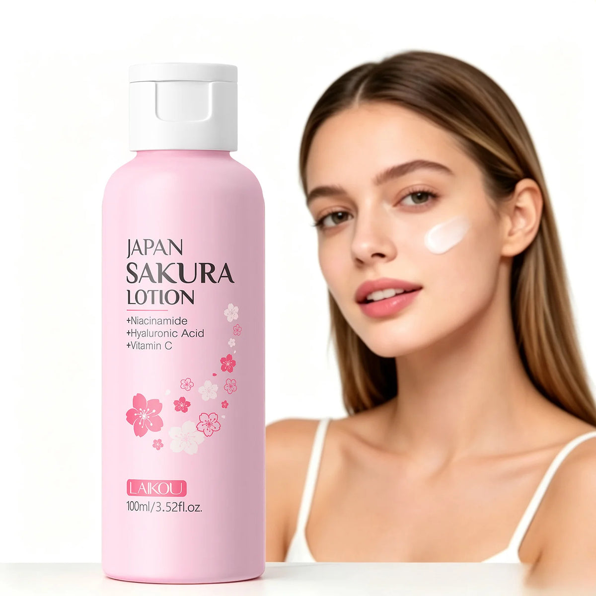 LAIKOU Sakura Lotion 100ml Niacinamide HA VC Hydrating Essence Shrink Pores Nourish Skin Brightening Elastic Facial Care