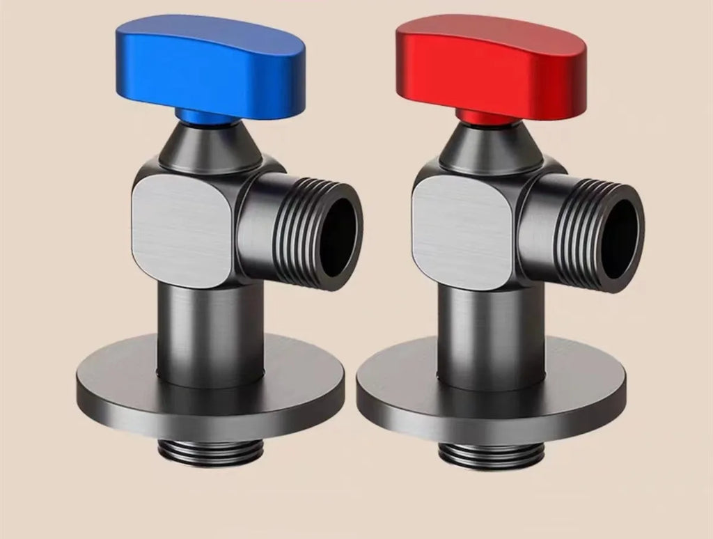 Tuqiu Brass Angle Valve Water Control Valve Chrome Gray Corner Valve Bathroom Tap Water Valve 1/2*1/2 Brass Angle valves