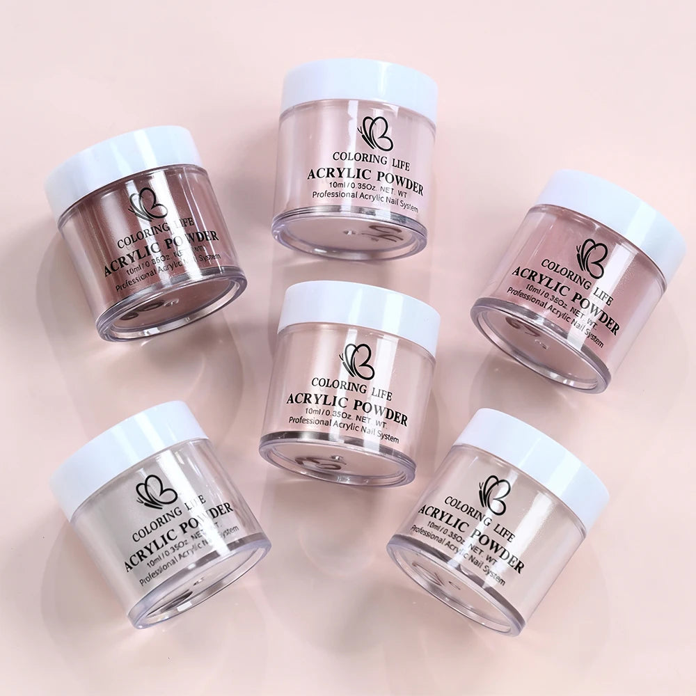 6Pcs/Set Burgundy Mocha Brown Nail Acrylic Powder Autumn&Winter Colors Nails Polymer for Nail Art Extension/Carving/Dipping Dust